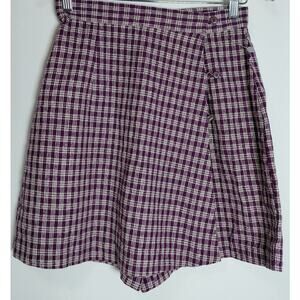 NWT SOSTANZA  Plaid Skirt Purple Lightweight 100% Silk Women Size M